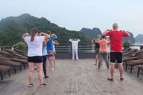 Taichi exercise on Lan Ha bay - Hai Phong Lan Ha bay 2 days