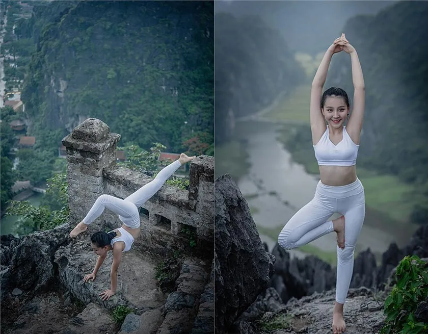 Biểu diễn Yoga ngay trên núi Múa