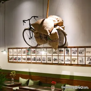Retro interior at Cong Coffee in Hai Phong