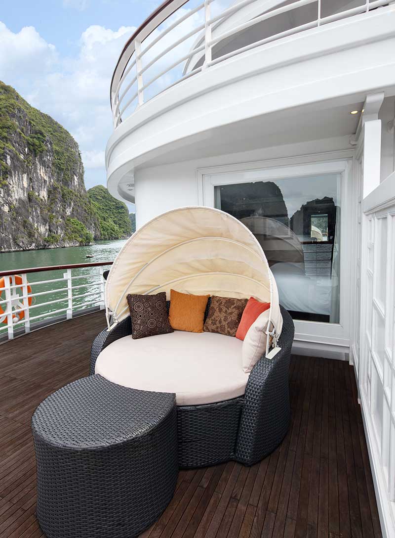 Private terrace Captain’s View Terrace Suite Halong Paradise Elegance cruise