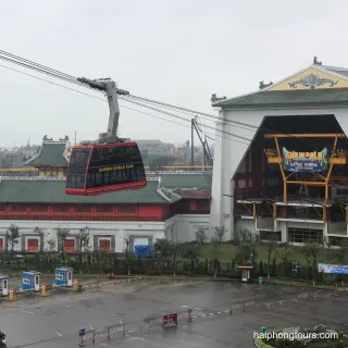 Queen Cable Car cabin beside its station in Ha Long, photographed in 2018