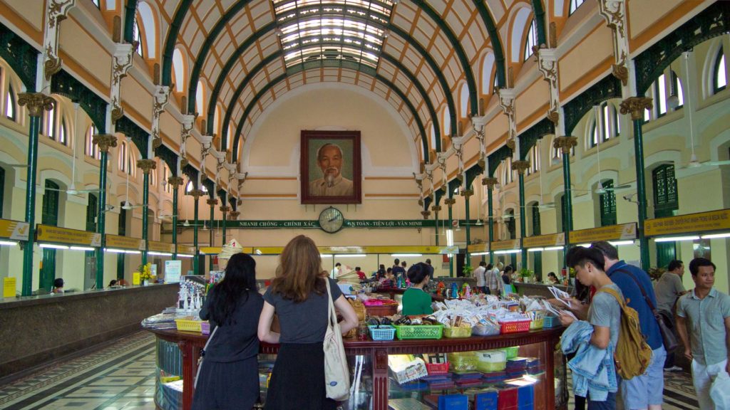 Souvenir shops in the Central Post Office of Ho Chi Minh City