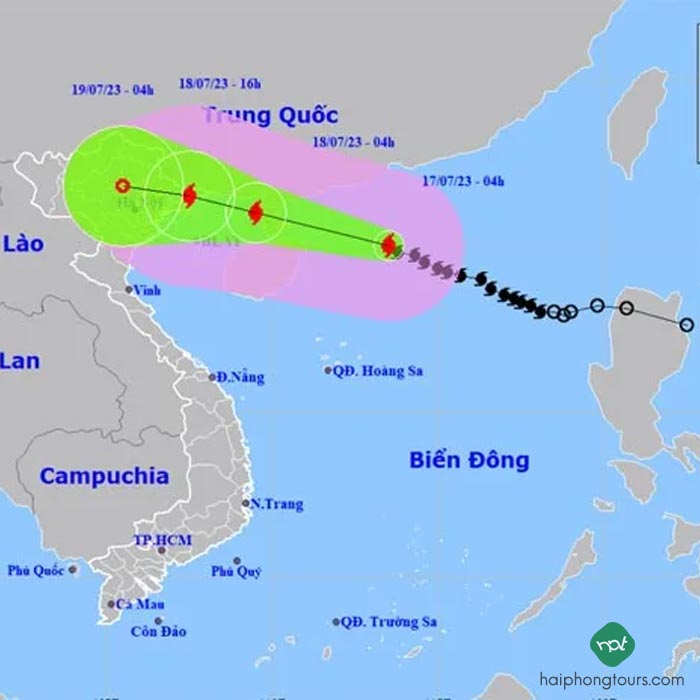 Typhoon No. 1 is forecasted to enter the coastal area of Quang Ninh - Hai Phong provinces on July 18th.