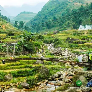 Rice terraces and mountain scenery in Ta Van near Sapa